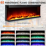 3-Sided View Electric Fireplace Insert - Freestanding Fireplace Minimalist Mantel - 12 Color Flame Effect - 1500/750 Watt Heater - Remote Control - Log & Crystals(40", White, Open Storage) Maxhonor