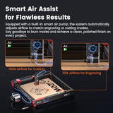 AlgoLaser Smart Laser Engraver, 20W Class 1 Laser Ccutter Machine, Built-in System, no Computer Required, Works on Metal, Wood, Acrylic, Leather, Includes air Pump Accessory. AlgoLaser