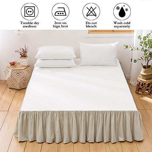 BISELINA French Linen Bed Skirt with Pleated Frills 14-Inch Tailored Drop Natural Flax Cotton Blend Dust Ruffle Soft Cozy Farmhouse Bedding (14" Twin, Linen) BISELINA