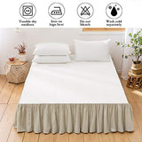 BISELINA French Linen Bed Skirt with Pleated Frills 14-Inch Tailored Drop Natural Flax Cotton Blend Dust Ruffle Soft Cozy Farmhouse Bedding (14" Twin, Linen) BISELINA