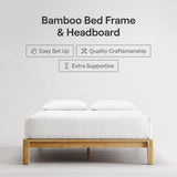 Nectar Bamboo Platform Bed Frame - Twin - Natural - Floating Center Support Legs - 12” Height - Easy Tool Free Set Up - Contemporary and Durable - Sturdy Wooden Support Slats - Holds Up to 500 Pounds Nectar
