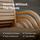 Amazonia Berlin 11-Piece Rectangular Extendable Patio Dining Set | Teak Finish | Ideal for Outdoors and Indoors Amazonia