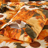 MAG 3Pcs Sunflower Full Comforter Sets,Microfiber Floral Full Size Bedding Sets,Boho Orange Flower Pattern,All Season Included 1 Comforter + 2 Pillowcases for Kids Boys Girls,Breathable and Wrinkle. MAG