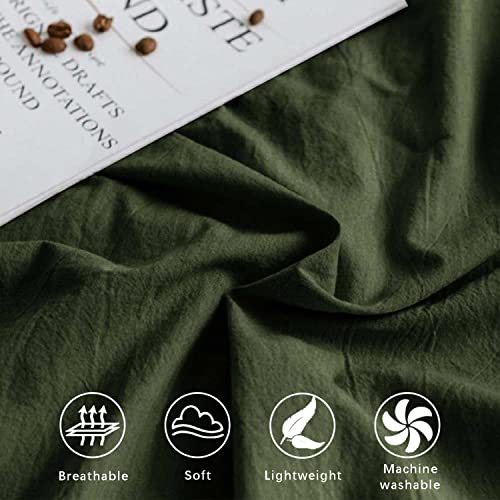 ETDIFFE California King Duvet Cover, 3pc Soft Farmhouse Cal King Size Bedding Comforter Cover Set, 1 Lightweight Cali King Microfiber Duvet Cover and 2 Pillowcases for Women Men, Dark Olive Green ETDIFFE