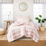 Reversible Striped Twin Comforter Set-Bed in A Bag 5-Pieces Bedding Set with Double-sided Stripes Design-Warm & Cozy Bed Set Includes Twin Size Comforter, Sheets Set, Pillowcase and Sham, Blush Regency Heights
