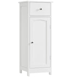 Iwell Bathroom Floor Cabinet, Small Bathroom Storage Cabinet with Drawer & Storage Shelf, Free-Standing Organizer Cabinets for Hallway/Living Room, White Iwell