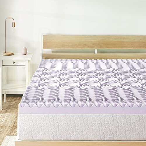 Mellow 3 Inch 5-Zone Memory Foam Mattress Topper, Soothing Lavender Infusion, Dorm Essentials, Twin Mellow