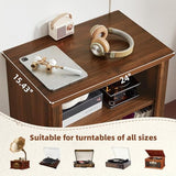 Joaxswe Record Player Stand with Vinyl Record Storage, 24" Wide Mid-Century Record Player Table Up to 200 Albums,Large Wood Turntable Stand Cabinet Dispaly Shelf for Living Room,Bedroom,Brown Joaxswe