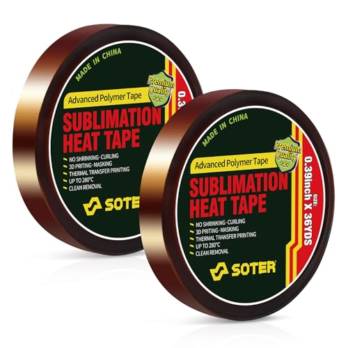 SOTER High Temperature Tape, Heat Resistant/Transfer Tape, Heat Sublimation Press Tape, for Masking, Soldering, Electrical, 3D Printer Application, CPU, PCB, No Residue. 10mm*33m (36Yd)，2Roll - WoodArtSupply