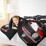Classic Race Car Comforter Set - Retro Vehicles Theme Bedding with 1 Comforter and 1 Pillow Case - Twin Size Erosebridal