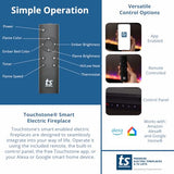 Touchstone Smart Electric Fireplace-The Sideline 50 Inch Wide-in Wall Recessed-30 Realistic Ember Color/Flame Options-1500W Heater w/Thermostat-Black- Log & Crystal Hearth Options -Alexa/WiFi Enabled Touchstone