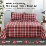 Woolrich Cotton Sheet Set Cottage Charms Print, 100% Cotton Flannel Sheets Warm & Fuzzy Bedding Set Twin Size Sheets, Fitted Pocket Fits Up to 12" Mattress, Twin Red Plaid 3 Piece Woolrich John Rich & Bros.