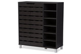 Baxton Studio Shirley Modern & Contemporary Wood 2-Door Shoe Cabinet with Open Shelves, Dark Brown Baxton Studio