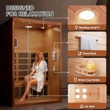 PABIMIA 2-Person Infrared Sauna, Smart App Control, WiFi & Bluetooth, Low EMF 1500W/120V LCD Heater, Indoor Home Sauna with Flame-Retardant Materials PABIMIA