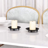Black Iron Plate Candle Holder, Decorative Iron Pillar Candle Plate, Set of 2, 4.37 inches D x 0.78 inches H, Pedestal Candle Stand for LED & Wax Candles, Incense Cones, Spa, Weddings (2 pcs) SUJUN