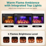 SereneLife Electric Fireplace Heater with LED Flame, Smart Wi-Fi, Remote, Thermostat, 13 Color Modes, Recessed or Wall Mounted Fire Place, Quiet Operation, Overheat Protection, Black Frame SereneLife