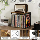 VYUOL Vinyl Record Storage,Vinyl Record Holder Up to 80-100 Albums,4-Compartment Record Player Stand for Magazine,Book,CD,Files,Albums VYUOL