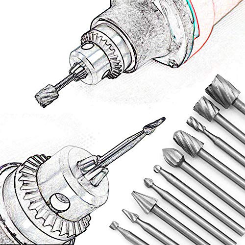HSS Router Carbide Engraving Bits and Router Bit Set 1/8"(3.2mm) Shank HSS Rotary Router Bits Tool for DIY Woodworking Edge Grooving Wood Deburring Engraving and Milling,20 Pcs SaferCCTV