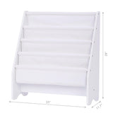 UTEX Kids Bookshelf Storage, Book Shelf for Kids Rooms, 4 Tier Sling Toddler Bookshelf, Magazine Book Rack, Children Book Organizer, White UTEX