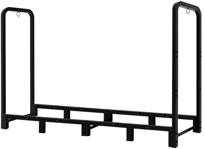 Fandature 8Ft Firewood Rack Adjustable Fireplace Wood Holder For Outdoor Indoor Storage Log-Heavy Duty Fire Log Lumber Stand Stacker, Black