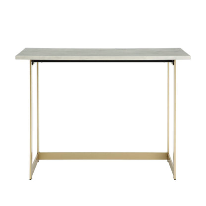 Walker Edison Modern Glam Faux Top Laptop Writing Desk Home Office Workstation Small, 42"L x 20"W x 30"H, Marble/Gold - WoodArtSupply