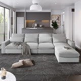 Merax 129" Large Modular Sectional Sofa 5 Pieces Modern L Shaped Couch with Deep Wide Chaise for Living Room Love Seats, Light Gray Merax