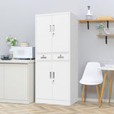 CJF Metal Storage Cabinets with Drawer and Adjustable Shelves, Locking Storage Cabinet for Pantry Kitchen Home Office Garage Living Dining Room (White) CJF