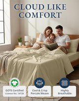 LANE LINEN 100% Organic Cotton Twin Size Bed Sheets, Fully Elasticized Mercerised Cotton Bed Sheet Set, Soft & Comfy Low Pill Face Resistant Bedding Sheets & Pillowcase Set- Linen LANE LINEN