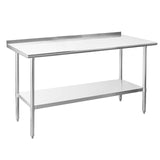 Hally Sinks & Tables HStainless Steel Table for Prep & Work 24 x 72 Inches, NSF Commercial Heavy Duty Table with Undershelf and Backsplash for Restaurant, Home and Hotel HALLY SINKS & TABLES H