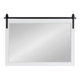 Kate and Laurel Skylan Modern Farmhouse Decorative Wood Framed Wall Mirror, 38 x 27, White and Black, Barn Door-Inspired Transitional Wall Hanging Mirror for Bathroom or Living Room Uses Kate and Laurel