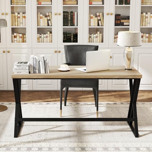 Giantex 5 FT Conference Table for 4-6 People, Modern 48" D x 59" W Large Meeting Table with Z-Shaped Metal Leg, Rectangle Conference Room Table for Office, Boardroom, Grey Oak Giantex