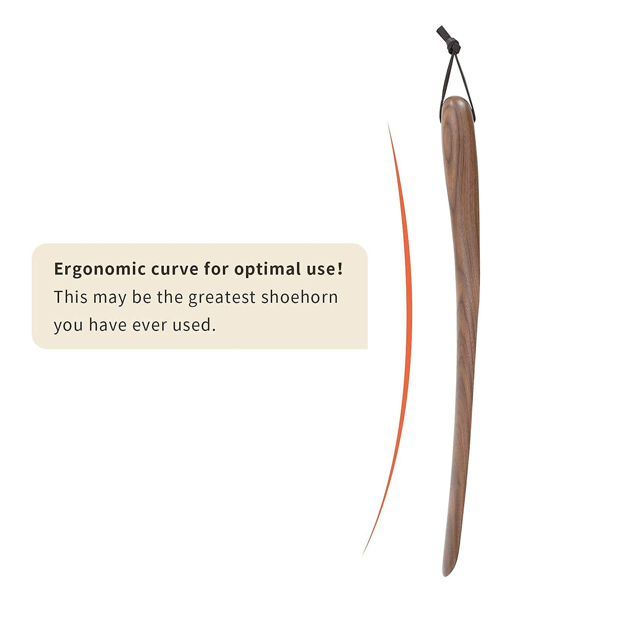 Ruosuruosu Wood Shoe Horn Long Handle with Leather Lanyard 15" Long Shoehorn for Seniors Men Women Kids Pregnancy Travel Portable Shoe Lifter Shoe Helper Shoe Spoons for the Elderly Ruosuruosu