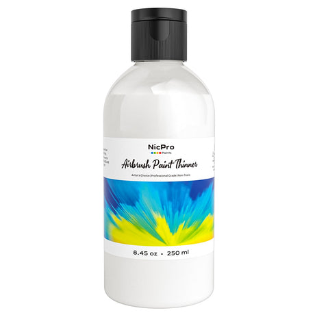 Nicpro Airbrush Thinner, 8.45 oz Water-Based Airbrush Medium, Acrylic Air Brush Paints to Improve Color Flow, for Model, Wood, Canvas, Metal, Plastic, Leather, for Beginners & Artists Nicpro