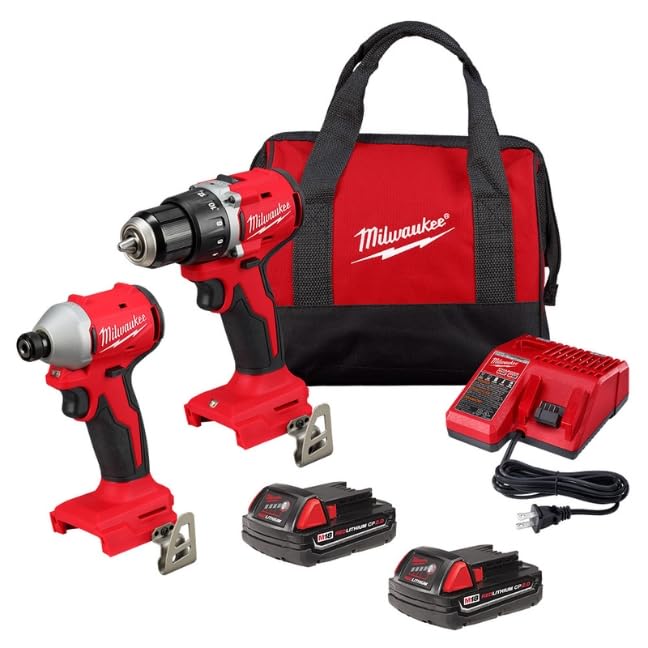 Milwaukee 3692-22CT M18 Compact Brushless 2-Tool Combo Kit: Drill Driver/Impact Driver (New Gen Kit) - WoodArtSupply