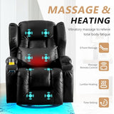 DRMBOOK Dual Motor Power Swivel Rocker Recliner Chairs, Electric Wall Hugger Reclining Sofa with Massage & Heat, Comfy Theater Seating with LED Light/USB/Type-C Ports (Leather Black, Set of 2)
