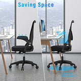 naspaluro Ergonomic Office Chair, Mid Back Desk Chairs with Adjustable Height, Swivel Chair with Flip-Up Arms and Lumbar Support, Breathable Mesh Computer Chair for Home/Study/Working, Dark Black naspaluro