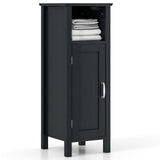 Tangkula Bathroom Floor Cabinet, Storage Cabinet with Anti-Tipping Device, 3-Height Adjustable Shelf, Wood Freestanding Side Cabinet for Bathroom Home Office, 12 x 12 x 31.5 Inches (Black) Tangkula