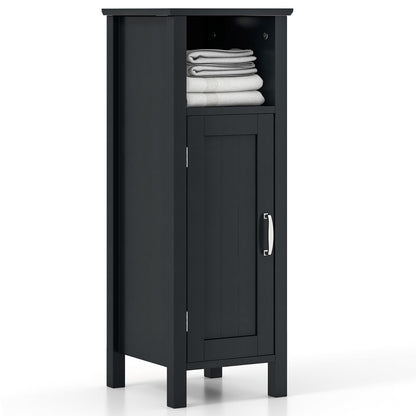 Tangkula Bathroom Floor Cabinet, Storage Cabinet with Anti-Tipping Device, 3-Height Adjustable Shelf, Wood Freestanding Side Cabinet for Bathroom Home Office, 12 x 12 x 31.5 Inches (Black)