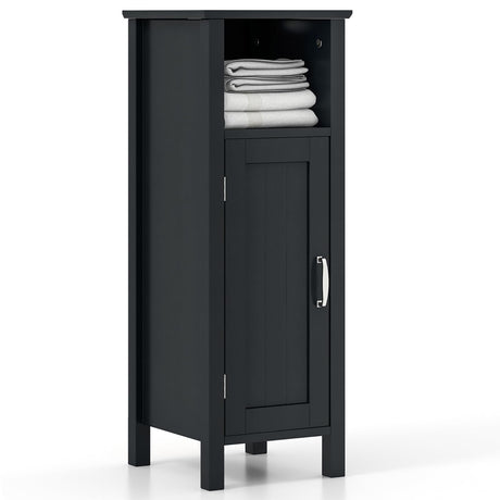 Tangkula Bathroom Floor Cabinet, Storage Cabinet with Anti-Tipping Device, 3-Height Adjustable Shelf, Wood Freestanding Side Cabinet for Bathroom Home Office, 12 x 12 x 31.5 Inches (Black) Tangkula