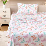 MICORAL Kids Twin Sheet Set Butterfly, 3 Pieces Sheets for Boys & Girls, Soft Printed Microfiber Bed Sheets, Deep Pocket Cozy Toddler Bedding Set MICORAL