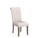 COLAMY Button Tufted Dining Chairs Set of 6, Accent Parsons Diner Chair Upholstered Fabric Dining Room Chairs Stylish Kitchen Chairs with Solid Wood Legs and Padded Seat - Dark Beige COLAMY