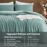 EMME Muslin Cotton Duvet Cover Set Teal Twin Size Linen Like Soft Breathable Lightweight Summer Comforter Cover Set with Zipper Closure (Teal, Twin, 68"x90") EMME