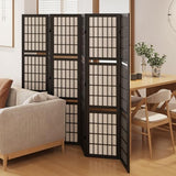 Room Divider with Shelves, 66.9-Inch Tall Japanese Shoji Style Wood Screen with Double Hinges for Home Office Decoration (6 Panels, Black) Svimi