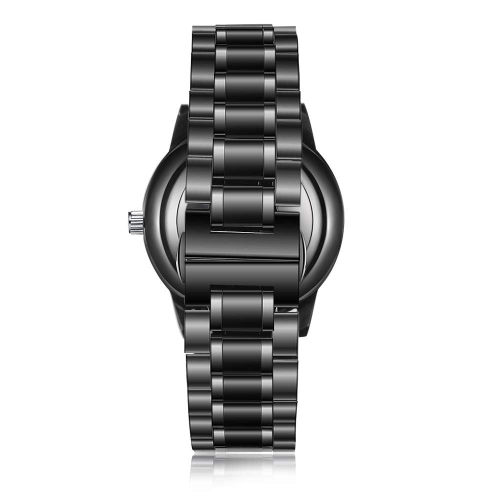 Gemszoo Custom Photo Watch Personalized Picture Stainless Steel Mesh Quartz Watch for Men (Black for Men) Gemszoo