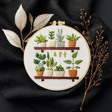 JOZYSH Full Range Embroidery Kit for Adult, Green Plant Pattern Embroidery Kit for Beginners Include Embroidery Cloth Hoops Threads for Craft Lover Hand Stitch with Embroidery Skill Techniques