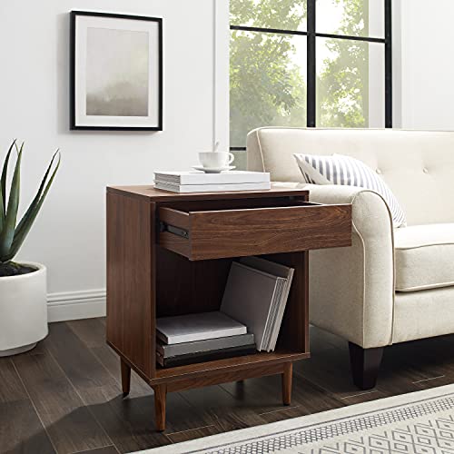 Crosley Furniture Liam End Table and Record Player Stand with Storage for Vinyl Records, Walnut Crosley Furniture