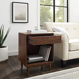 Crosley Furniture Liam End Table and Record Player Stand with Storage for Vinyl Records, Walnut Crosley Furniture