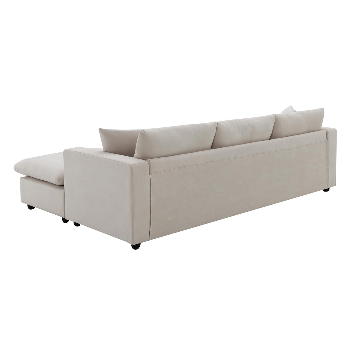 Tmsan 100.4" Beige Cloud Couches for Home Living Room Sofa Set, Modern L Shaped Sectional Couch with Convertible Ottoman, 4 Seater Comfy Polyester Fabric Modular Sofa for Apartment Bedroom Office Tmsan