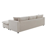 Tmsan 100.4" Beige Cloud Couches for Home Living Room Sofa Set, Modern L Shaped Sectional Couch with Convertible Ottoman, 4 Seater Comfy Polyester Fabric Modular Sofa for Apartment Bedroom Office Tmsan