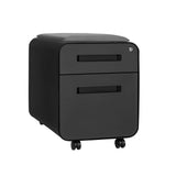 Laura Davidson Furniture STOCKPILE Mini Seated 2 Drawer Mobile File Cabinet with Removable Magnetic Cushion Seat - Short Version, Metal Filing Cabinet, Pre-Assembled, Black with Grey Cushion Laura Davidson Furniture